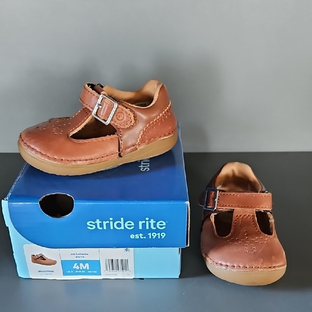 Stride Rite Brown Dress Shoes with T-Strap and Buckle